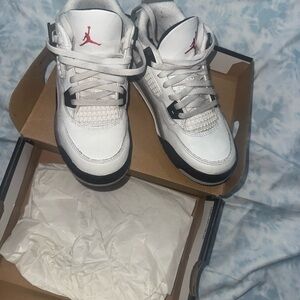 Jordan Kids White and Black Sneakers with Red Accent
